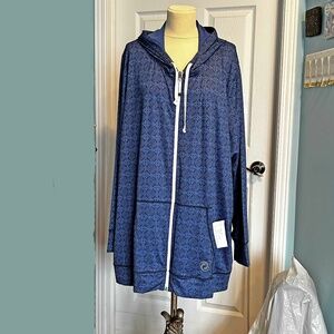 HOODIE, ZIP FRONT, ULTRAMARINE & BLACK, SIZE 5X, LONG SLEEVES, WICKING FABRIC,